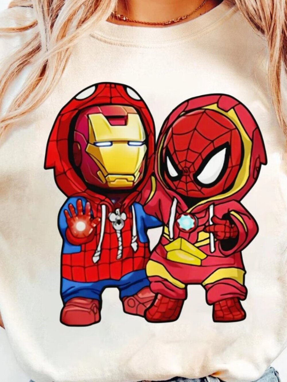 Spider-man And Iron Man Cosplay Friends Unisex T Shirt 257